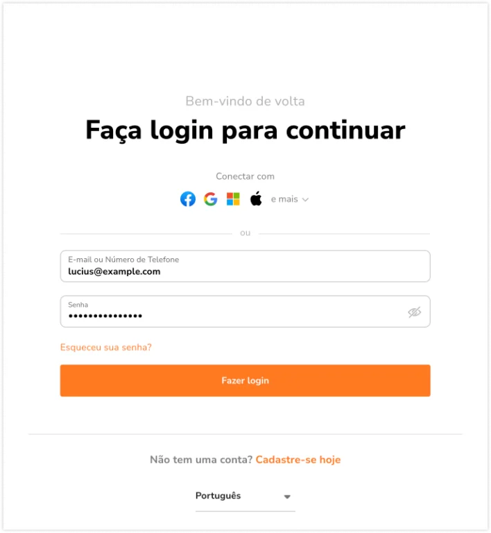 Faça login em sua conta